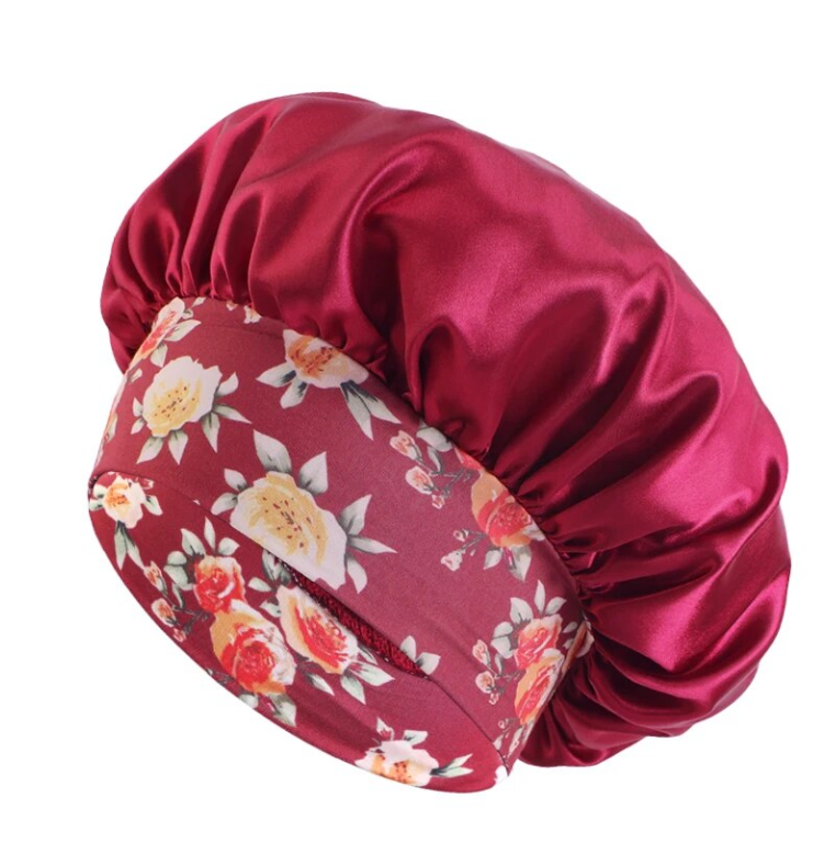 Womans Floral Print Silk Bonnet Sleeping Satin Unisex Hair Night Cap