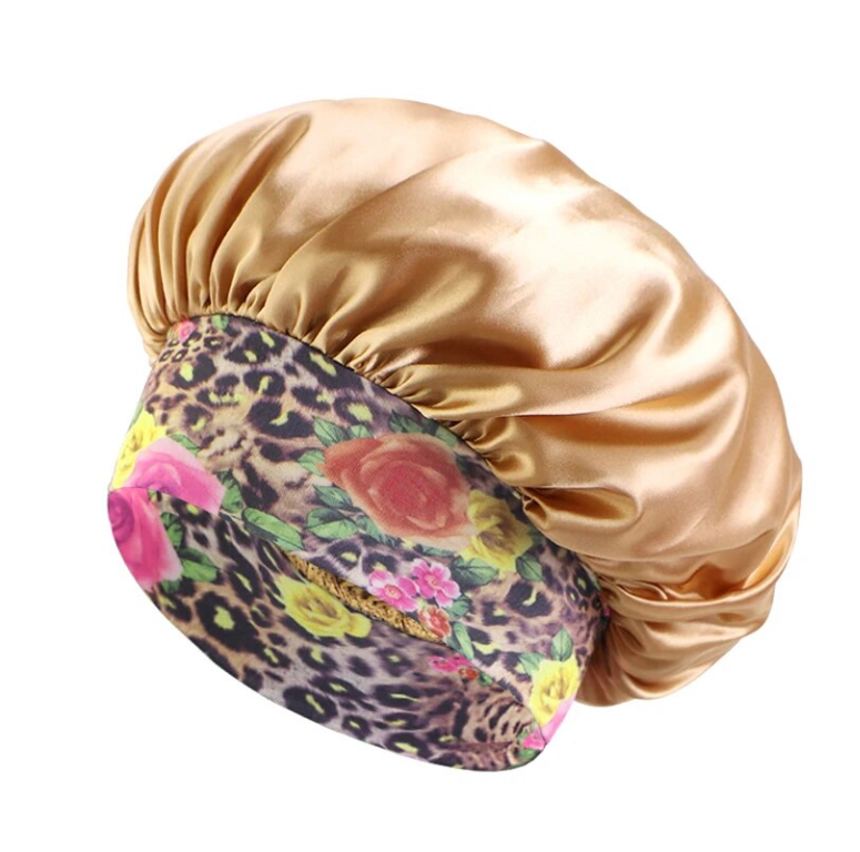 Womans Floral Print Silk Bonnet Sleeping Satin Unisex Hair Night Cap