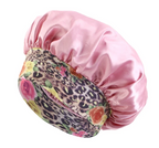 Woman Floral Print Solid Bonet Comfortable Sleeping Silk Night Cap