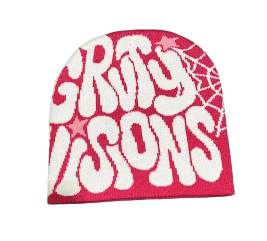 Knitted Vision Spider Web Y2K Unisex Scully Graphic Design Beanie Headwear