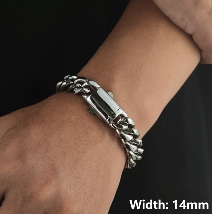 Stainless steel 18K Gold Plated Cuban Link Chain Mens Bracelet