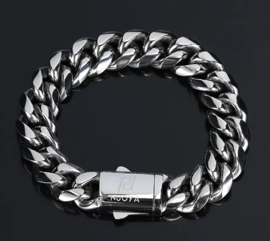 Stainless steel 18K Gold Plated Cuban Link Chain Mens Bracelet