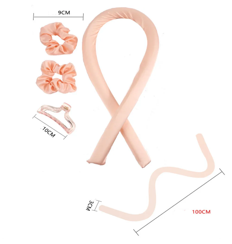 Womans Heatless Hair Curler Silk Ribbon Curling Rod Soft Styling Tool