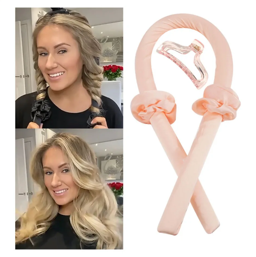 Womans Heatless Hair Curler Silk Ribbon Curling Rod Soft Styling Tool