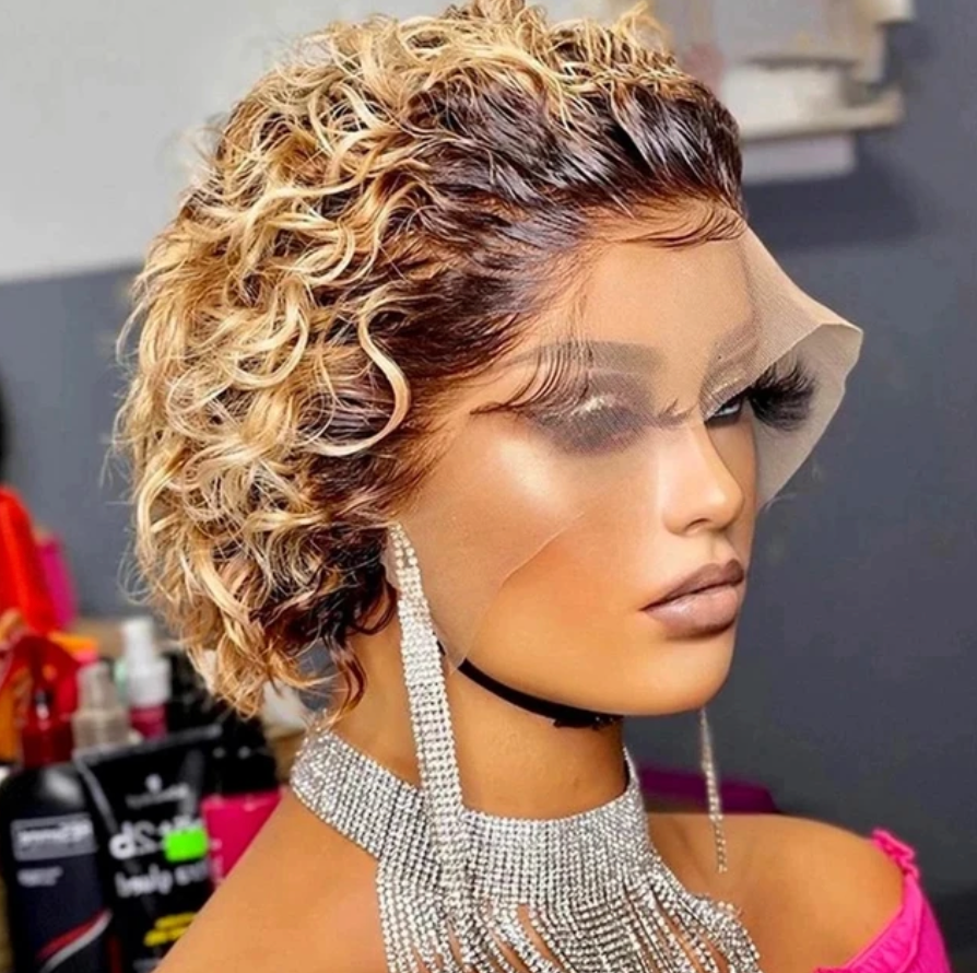 Womans Pixie Cut wig Natural Color 13x1 Human Hair Natural Wig