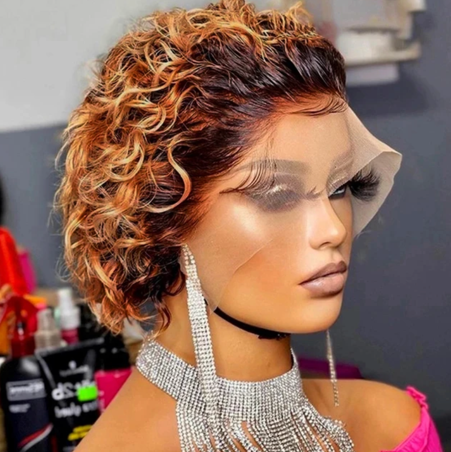 Womans Pixie Cut wig Natural Color 13x1 Human Hair Natural Wig