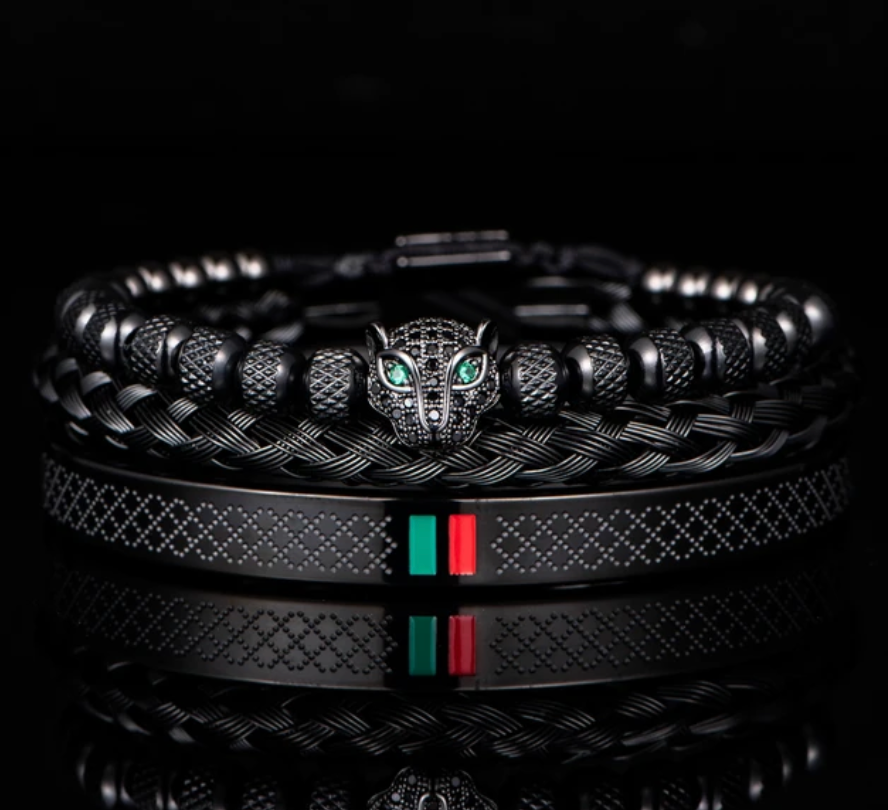 Mens Handmade Stainless Steel 3Pcs Bracelet Jewelry