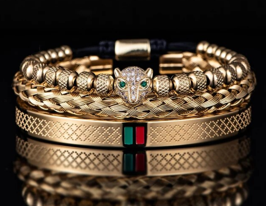 Mens Handmade Stainless Steel 3Pcs Bracelet Jewelry