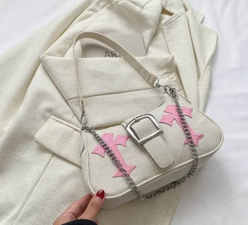 Y2K CrossBody Star Cross Design Chain Tote Purse Small Shoulder Bag