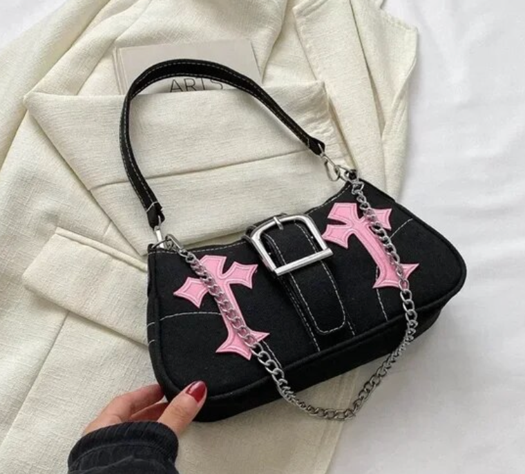 Y2K CrossBody Star Cross Design Chain Tote Purse Small Shoulder Bag