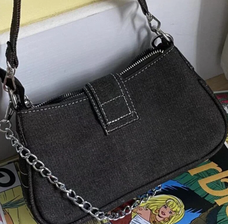 Y2K CrossBody Star Cross Design Chain Tote Purse Small Shoulder Bag