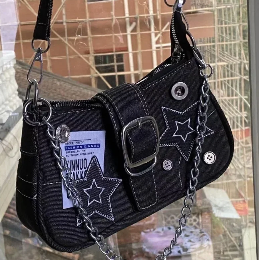 Y2K CrossBody Star Cross Design Chain Tote Purse Small Shoulder Bag