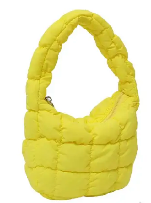 Solid Underarm Plaid Quilted Woman Small Bubble Ladies Shoulder Cotton Tote Bag