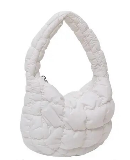 Solid Underarm Plaid Quilted Woman Small Bubble Ladies Shoulder Cotton Tote Bag