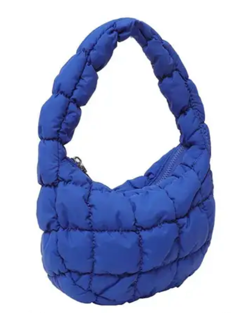 Solid Underarm Plaid Quilted Woman Small Bubble Ladies Shoulder Cotton Tote Bag