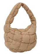 Solid Underarm Plaid Quilted Woman Small Bubble Ladies Shoulder Cotton Tote Bag