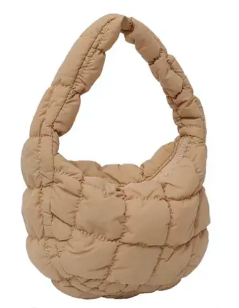 Solid Underarm Plaid Quilted Woman Small Bubble Ladies Shoulder Cotton Tote Bag