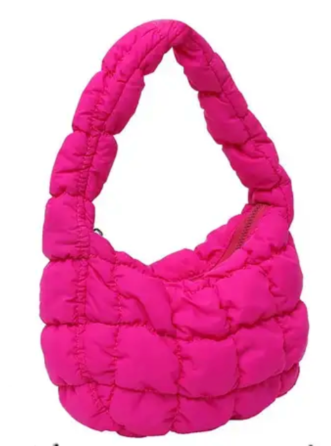 Solid Underarm Plaid Quilted Woman Small Bubble Ladies Shoulder Cotton Tote Bag