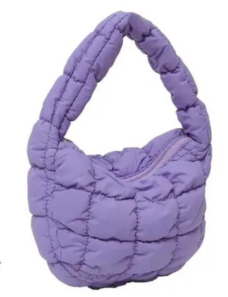 Solid Underarm Plaid Quilted Woman Small Bubble Ladies Shoulder Cotton Tote Bag