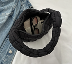 Solid Underarm Plaid Quilted Woman Small Bubble Ladies Shoulder Cotton Tote Bag