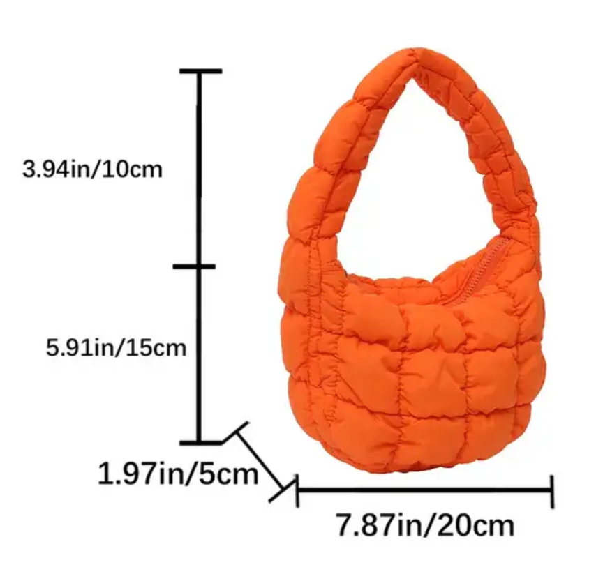 Solid Underarm Plaid Quilted Woman Small Bubble Ladies Shoulder Cotton Tote Bag