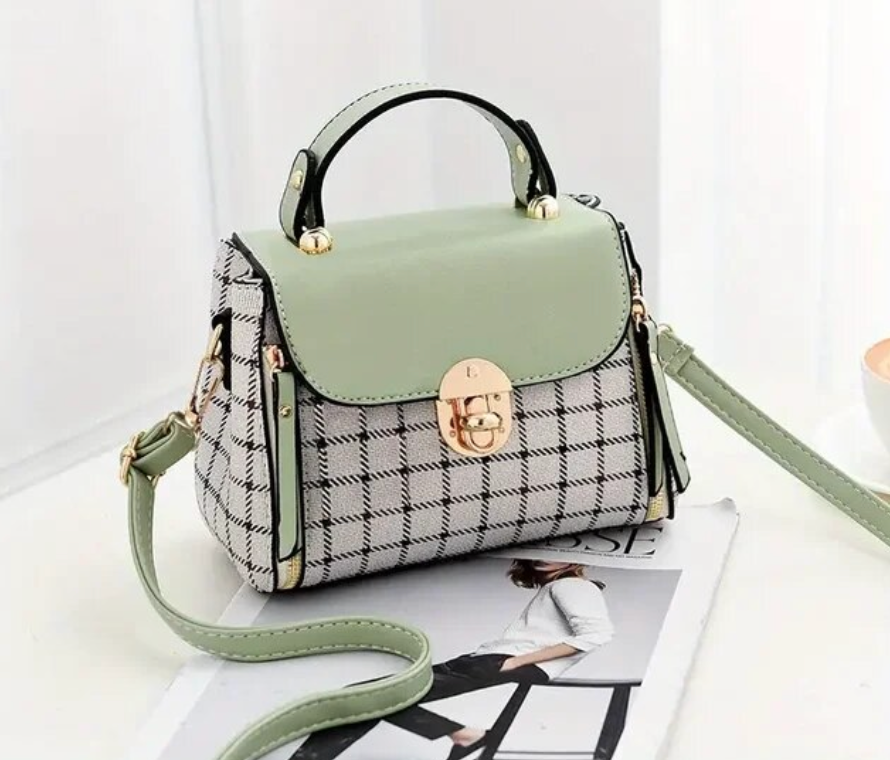 Buckle Plaid Pattern Handbag Womans Trending Crossbody Bag