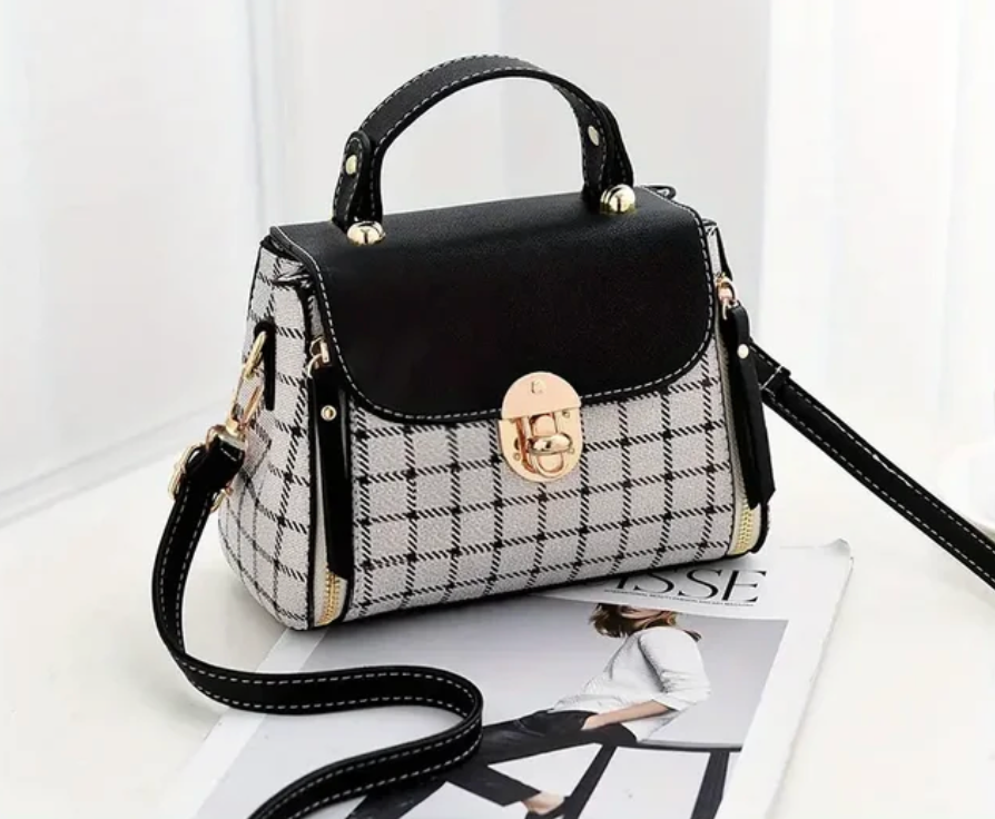 Buckle Plaid Pattern Handbag Womans Trending Crossbody Bag