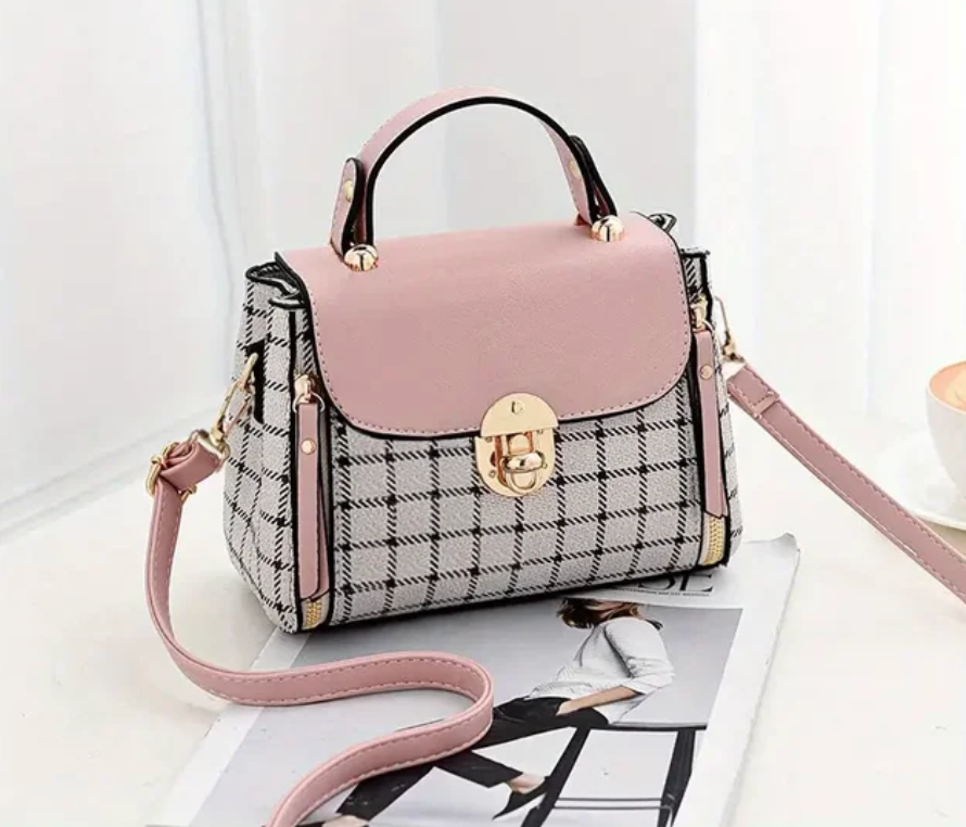 Buckle Plaid Pattern Handbag Womans Trending Crossbody Bag