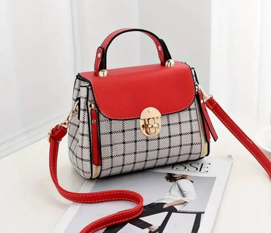Buckle Plaid Pattern Handbag Womans Trending Crossbody Bag