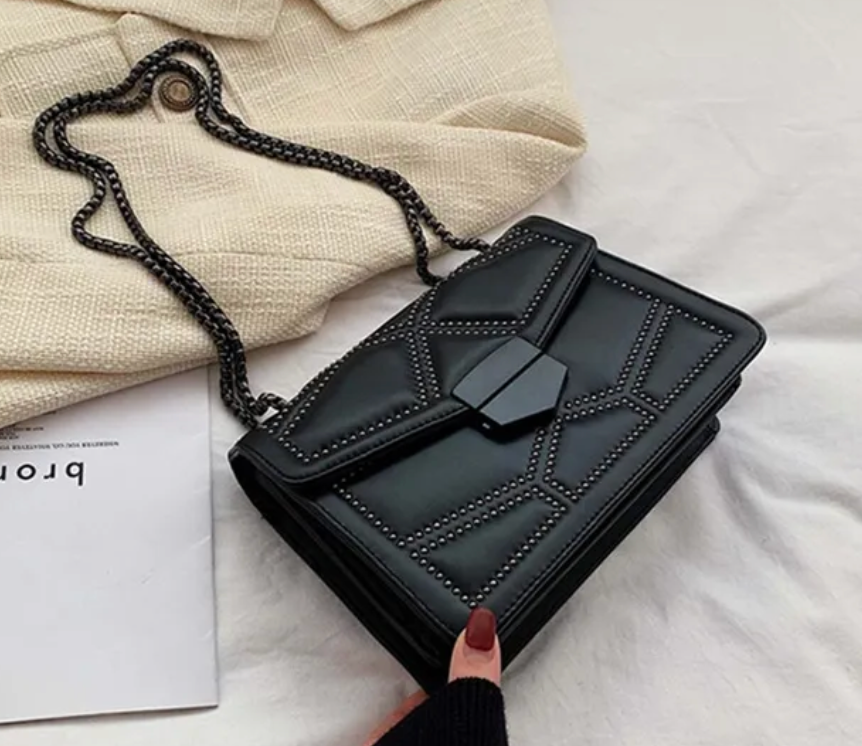 Chain Womans Shoulder Purse Leather Small Square Handbag