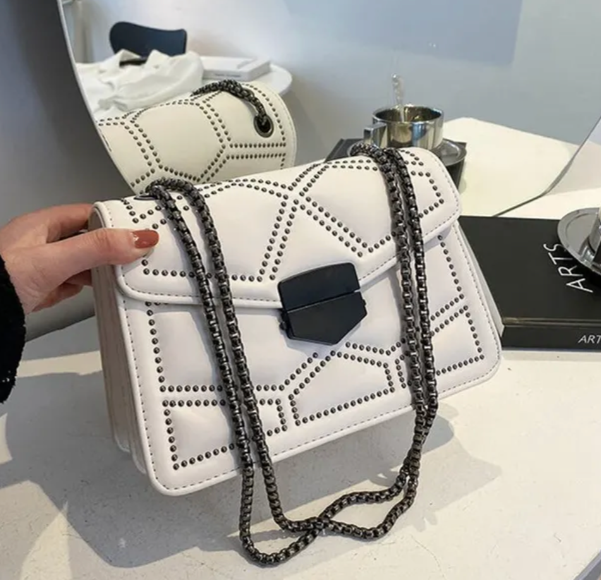 Chain Womans Shoulder Purse Leather Small Square Handbag