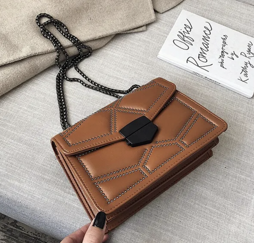 Chain Womans Shoulder Purse Leather Small Square Handbag