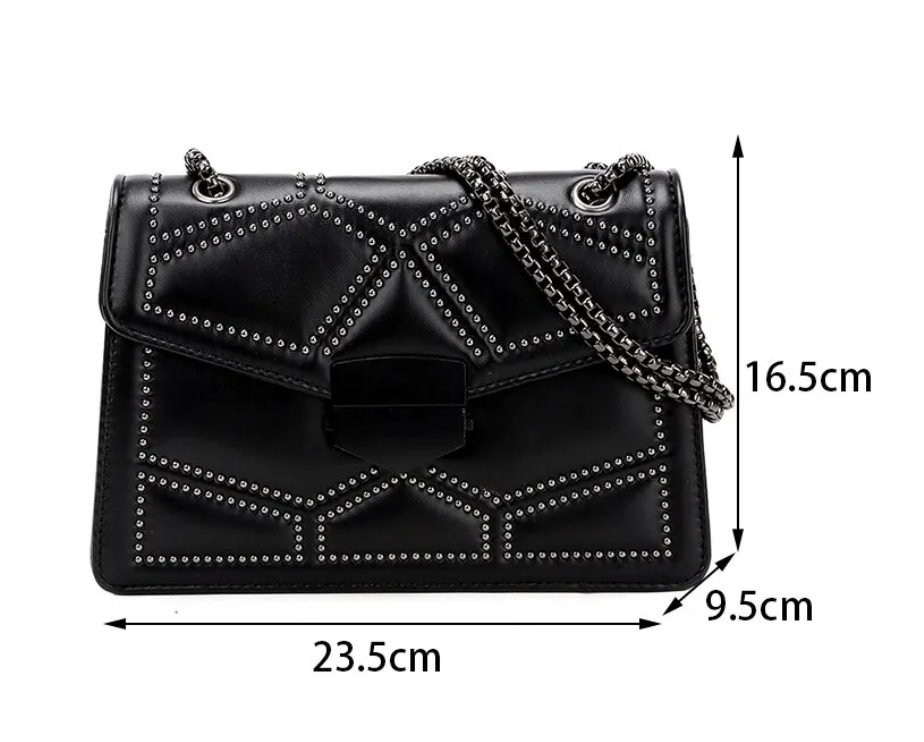 Chain Womans Shoulder Purse Leather Small Square Handbag