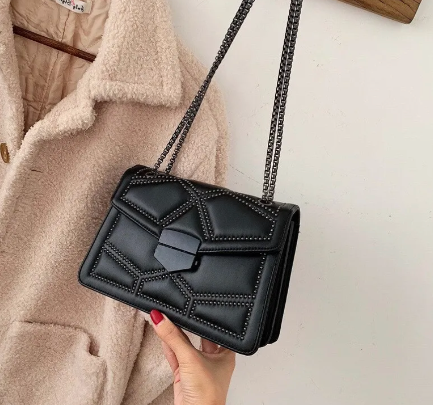 Chain Womans Shoulder Purse Leather Small Square Handbag