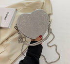 Luxury Heart Design Clutch Mini Womans Handbag Love Rhinestones