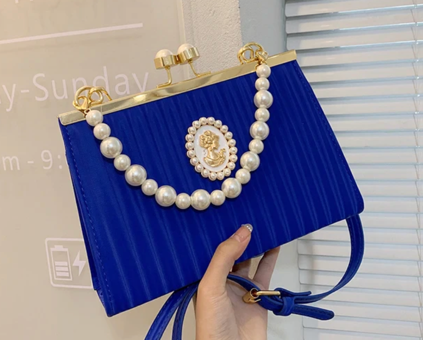 Luxury Womans Evening clutch Designer Bag With Pearls Crossbody  Elegant Purse