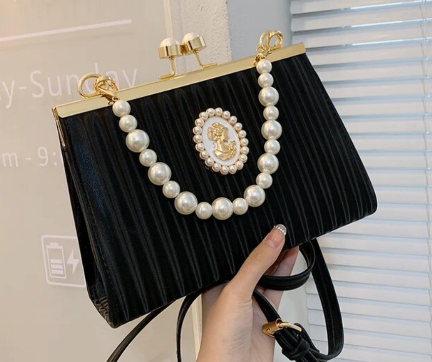 Luxury Womans Evening clutch Designer Bag With Pearls Crossbody  Elegant Purse