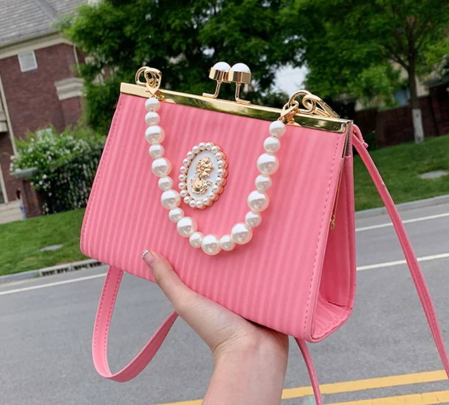 Luxury Womans Evening clutch Designer Bag With Pearls Crossbody  Elegant Purse