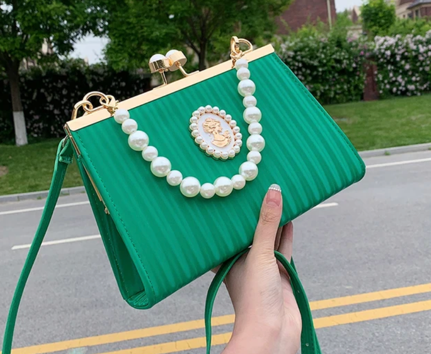 Luxury Womans Evening clutch Designer Bag With Pearls Crossbody  Elegant Purse