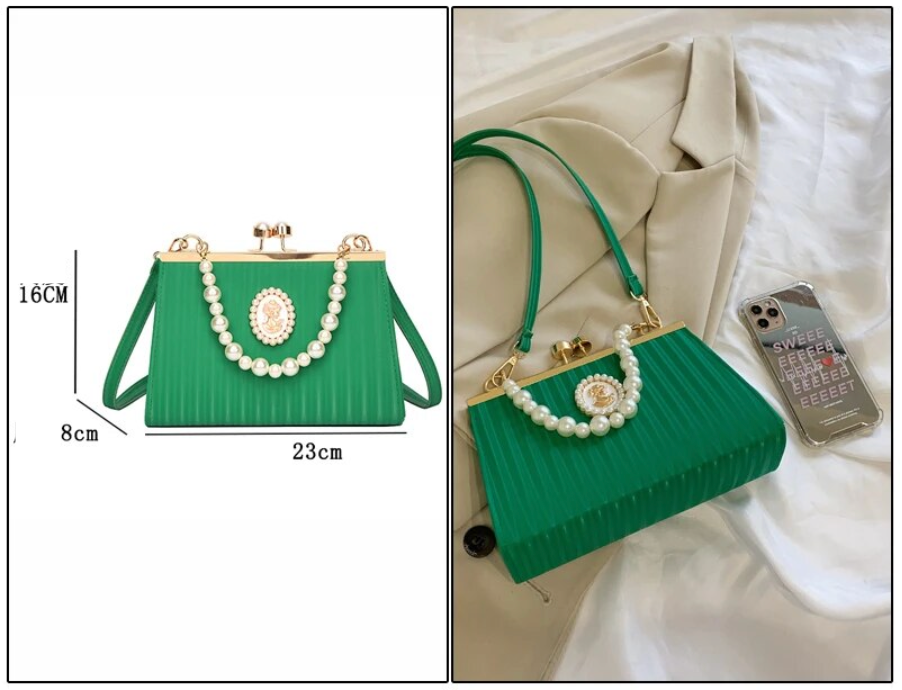 Luxury Womans Evening clutch Designer Bag With Pearls Crossbody  Elegant Purse