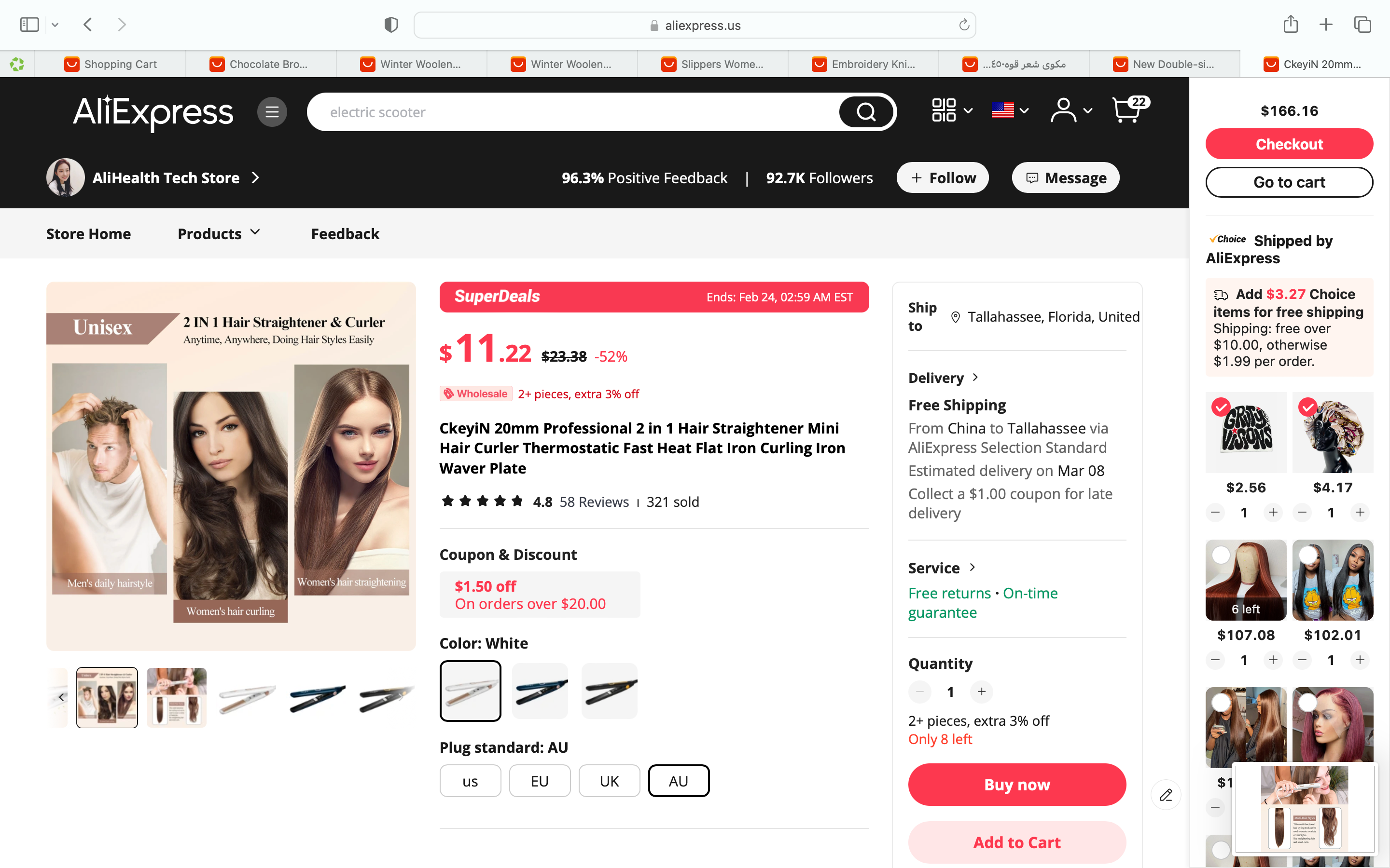 Professional Mini Hair Thermostatic 20mm Portable Hair Straightener