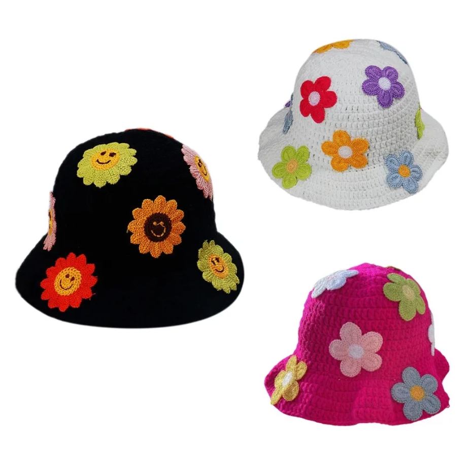 Flower Design 3D Decor Fisherman’s Bucket Hat Beanie Summer Trending Fashion
