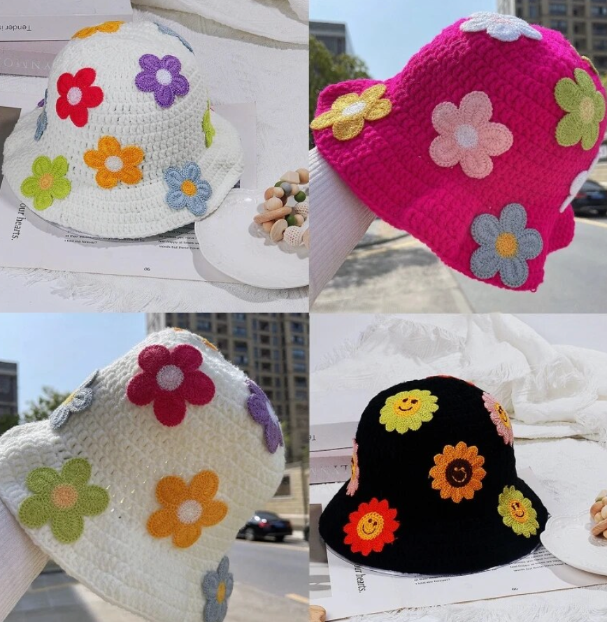 Flower Design 3D Decor Fisherman’s Bucket Hat Beanie Summer Trending Fashion