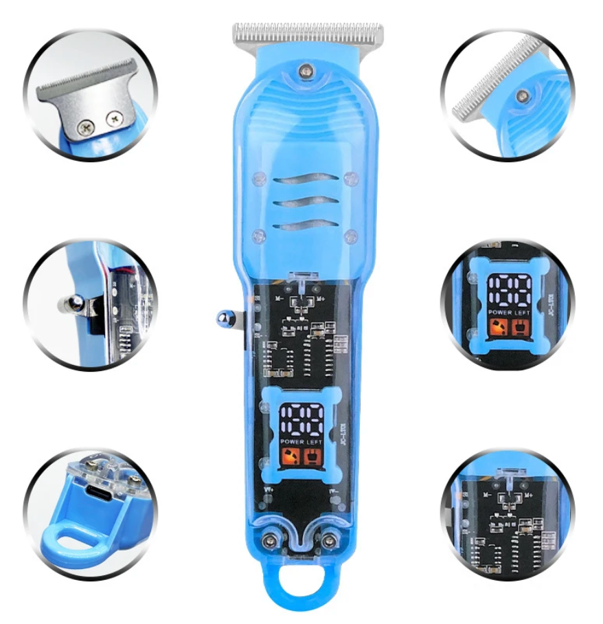 Transparent Display Electric Mens Razor Hair Shaver Trimmer Clipper Attachments