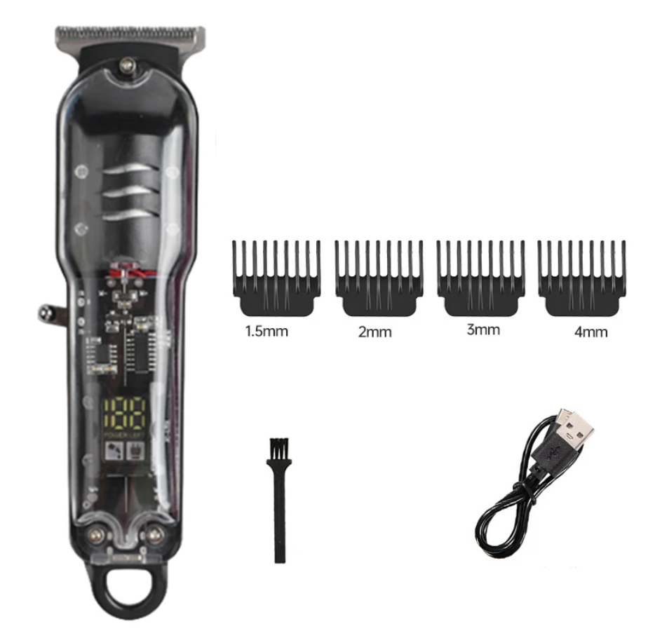 Transparent Display Electric Mens Razor Hair Shaver Trimmer Clipper Attachments