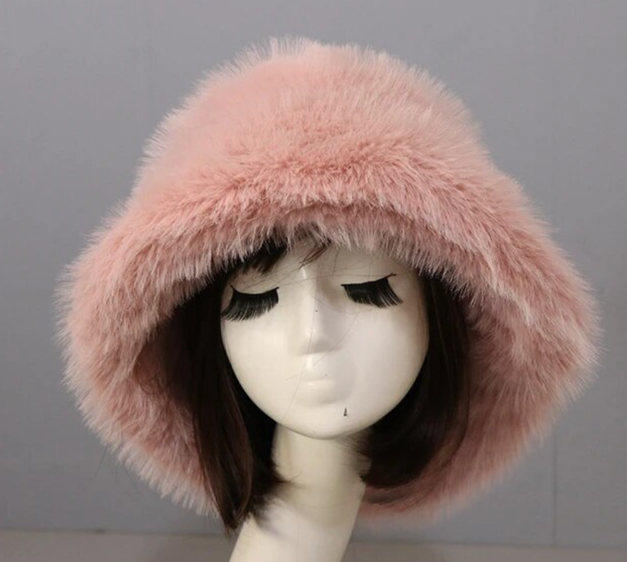 Warm Fishermans Unisex bucket Hat Outdoor Fluffy Fur Fleece Cap Winter Hat