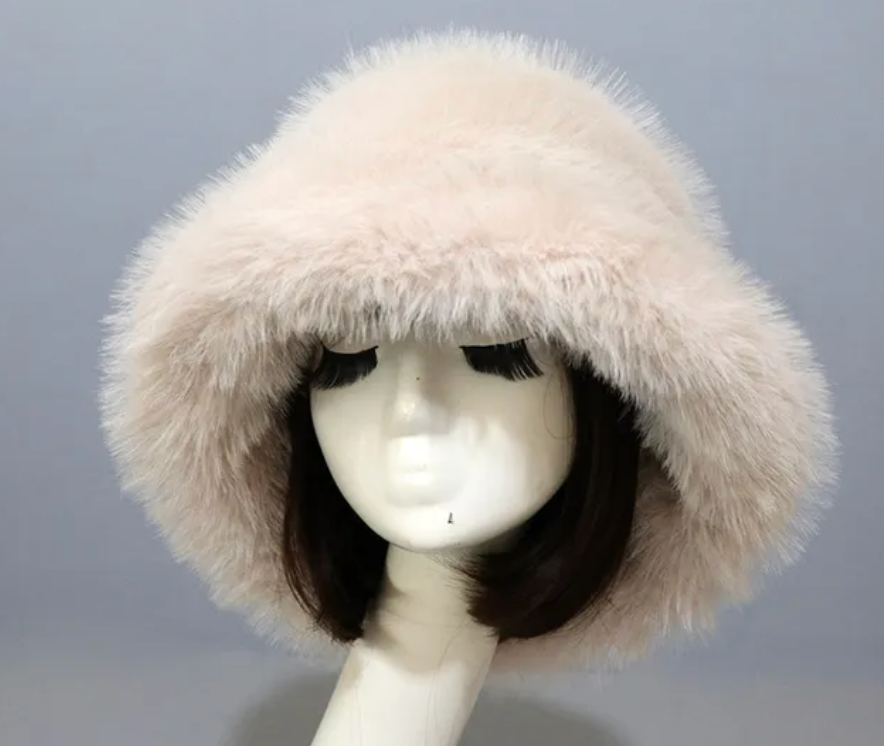 Warm Fishermans Unisex bucket Hat Outdoor Fluffy Fur Fleece Cap Winter Hat