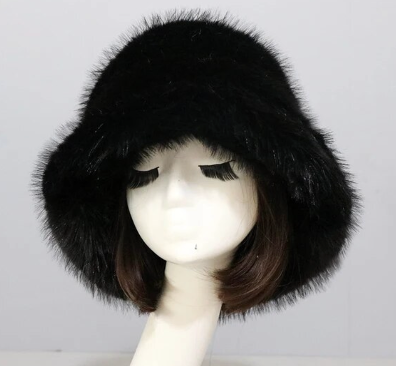 Warm Fishermans Unisex bucket Hat Outdoor Fluffy Fur Fleece Cap Winter Hat