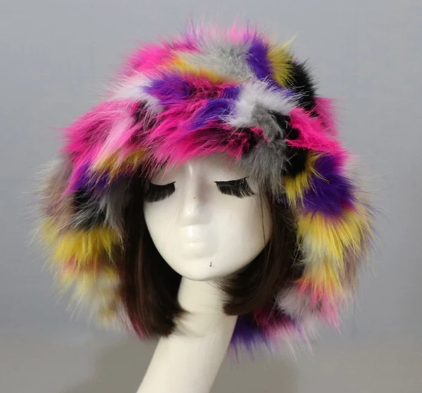 Warm Fishermans Unisex bucket Hat Outdoor Fluffy Fur Fleece Cap Winter Hat