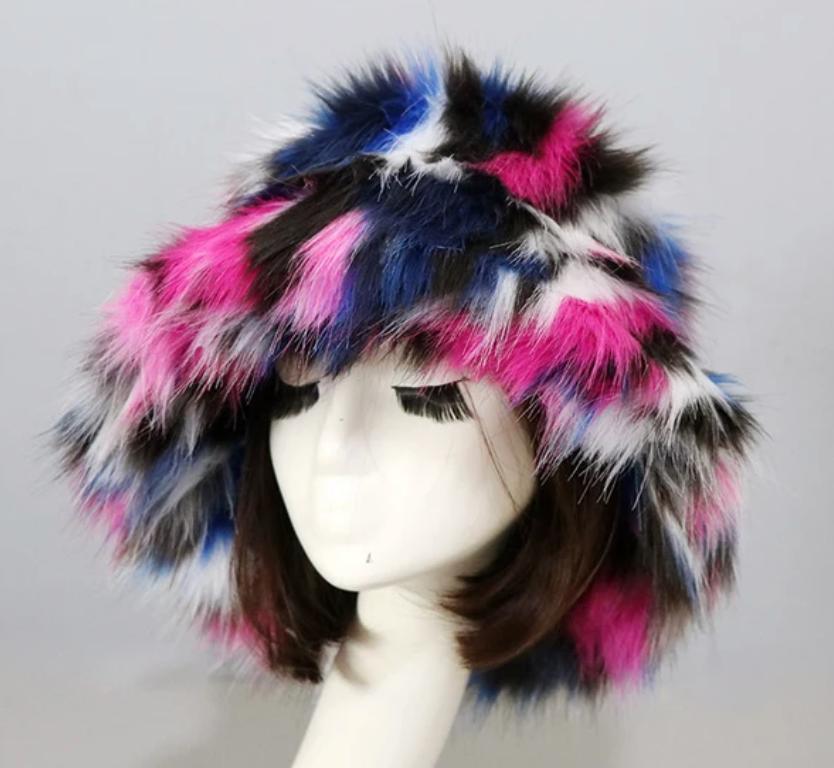 Warm Fishermans Unisex bucket Hat Outdoor Fluffy Fur Fleece Cap Winter Hat